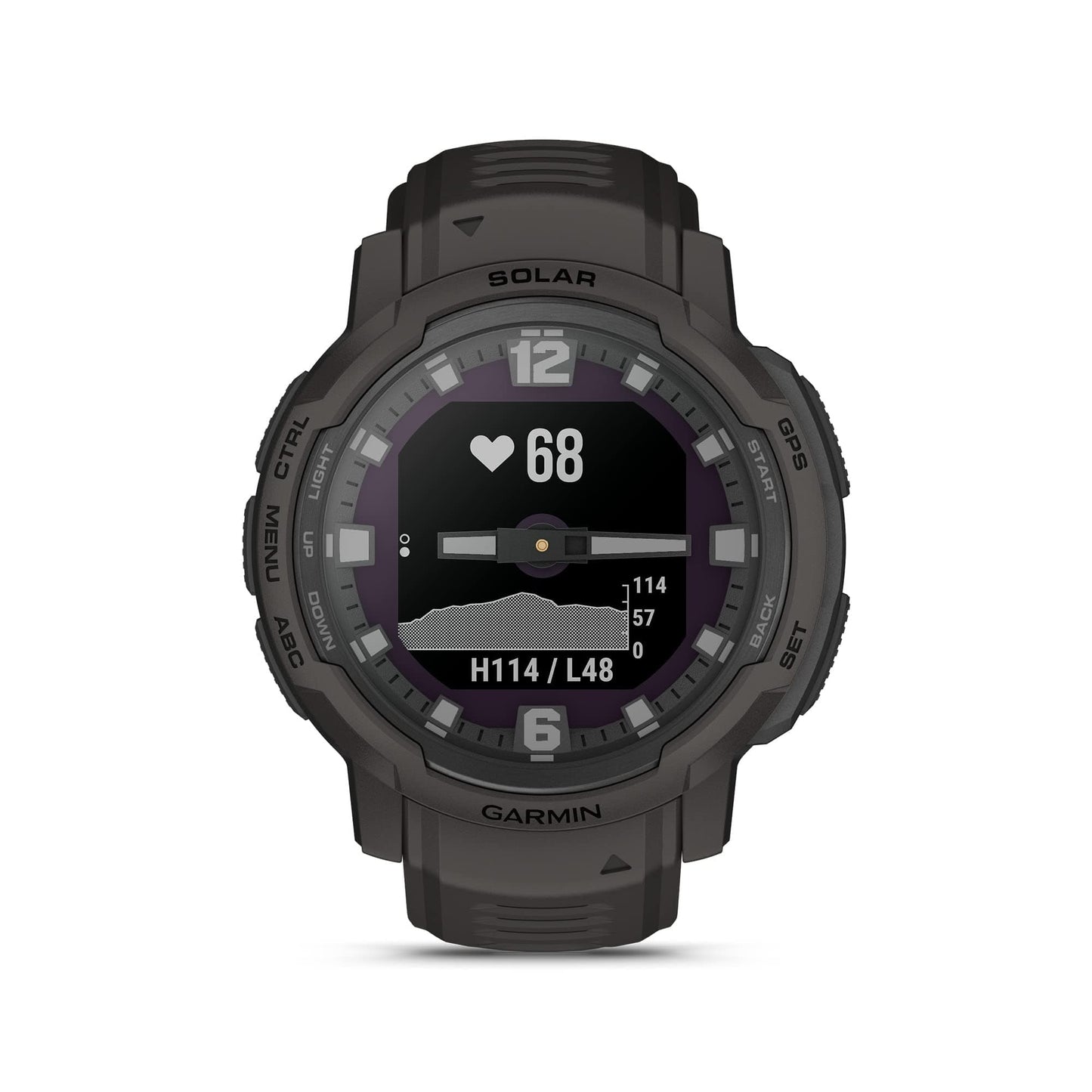 Garmin Instinct Crossover Solar, montre intelligente hybride robuste avec capacités de charge solaire, aiguilles analogiques et affichage numérique, graphite, réglable 