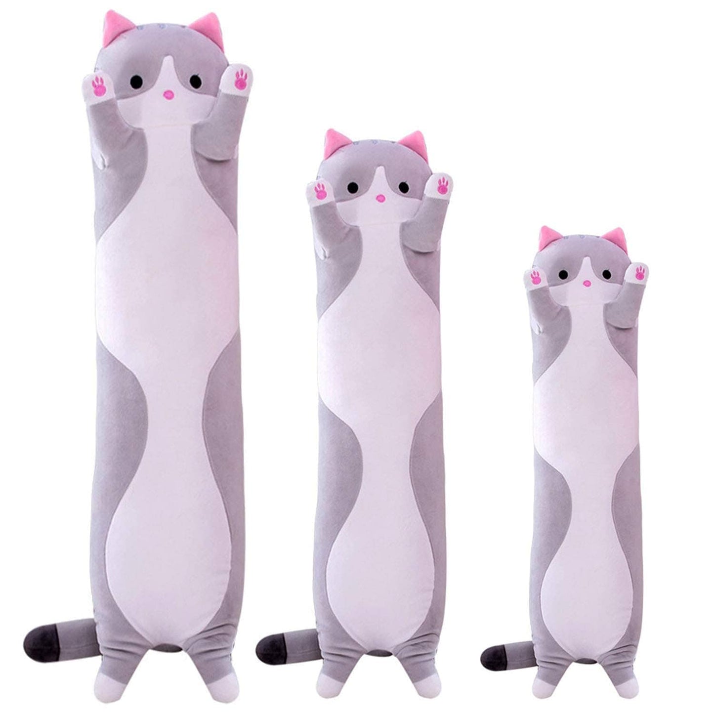 Giant Cat Pillow Plush Cartoon Kitty Sleeping Hugging Pillow, Cuddly Soft Long Kitten Body Pillow Doll Cat Cushion Toy for Kids Girlfriend (Pink, 110cm/43.3inch)