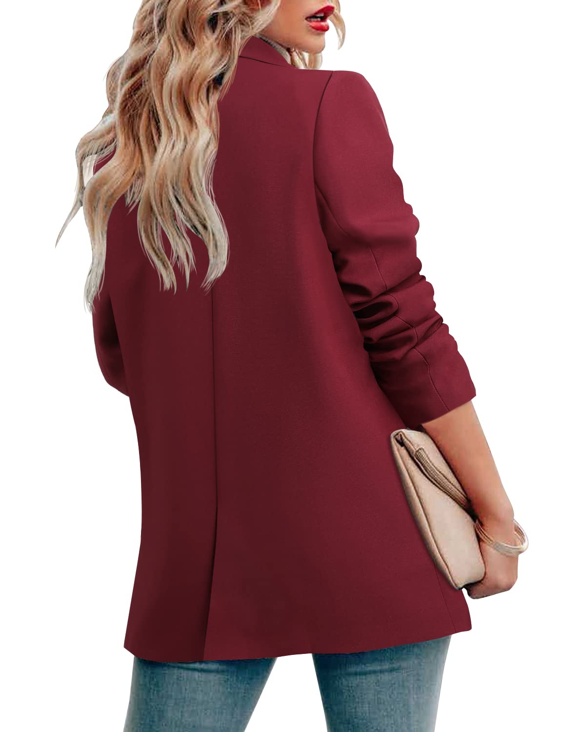 CRAZY GRID Womens Casual Blazer Jacket Long Sleeve Open Front Work Office Blazer Lapel Button Jacket