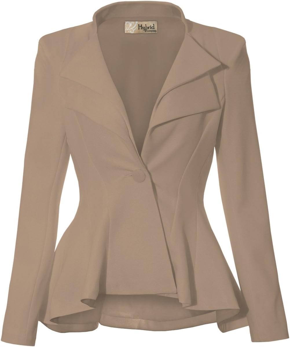 Hybrid &amp; Company Blazer confortable et décontracté pour femme avec revers à double encoche et épaulettes pointues avec bouton unique