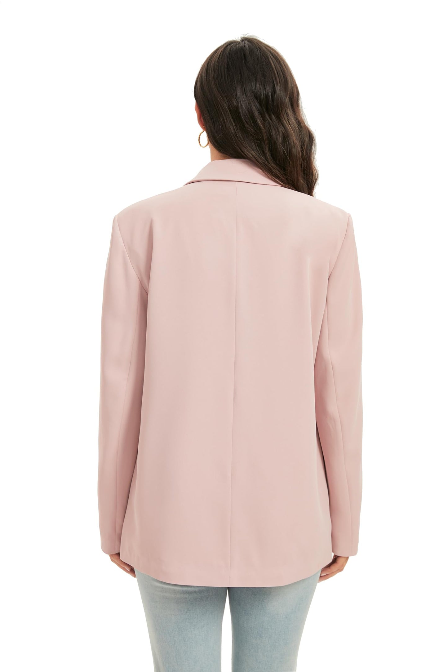 Blazer de costume surdimensionné à double boutonnage pour femme, veste à manches longues, style petit ami décontracté, blazer de travail et de bureau avec poches