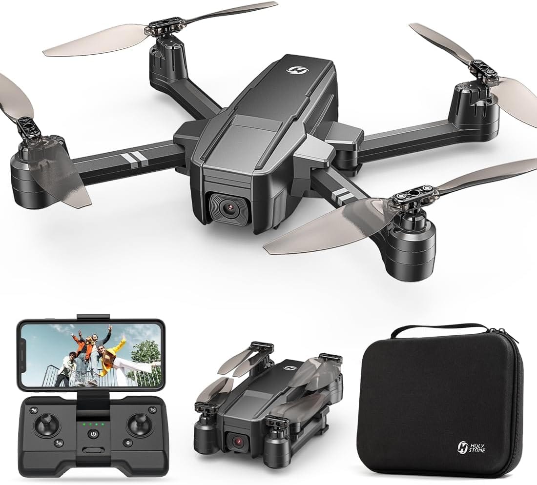 Drone FPV pliable Holy Stone HS440 avec caméra WiFi 1080P pour adultes débutants et enfants ; Quadricoptère RC à commande gestuelle vocale avec batterie modulaire pour une longue durée de vol, vol stationnaire automatique, étui de transport 