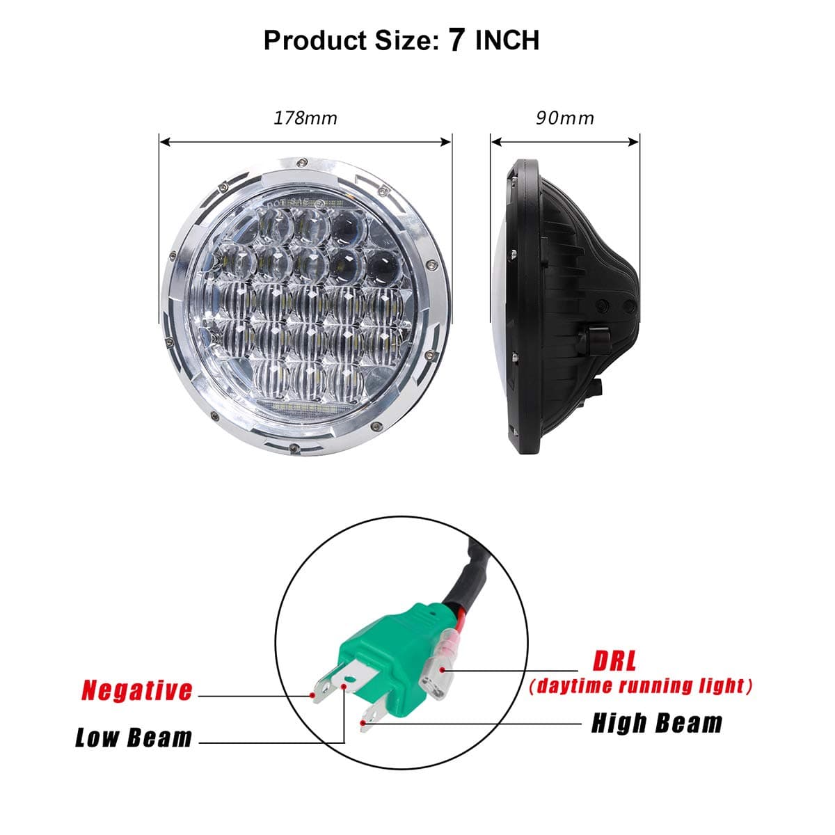 Newest 130W 7" inch LED Headlights DRL Compatible with Jeep Wrangler 97-2018 JK TJ LJ Hummer H1 H2 Headlamp Chrome