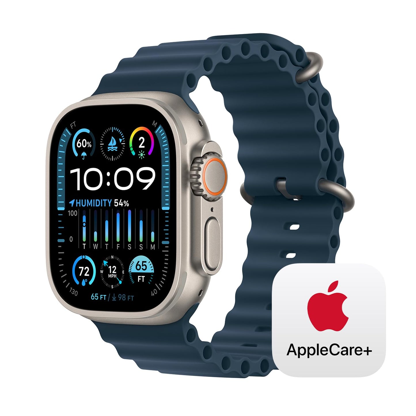 Reloj inteligente Apple Watch Ultra 2 [GPS + Cellular 49 mm] con caja de titanio resistente y correa azul océano. Monitor de actividad física, GPS de precisión, botón de acción, batería de duración extralarga, pantalla Retina brillante 