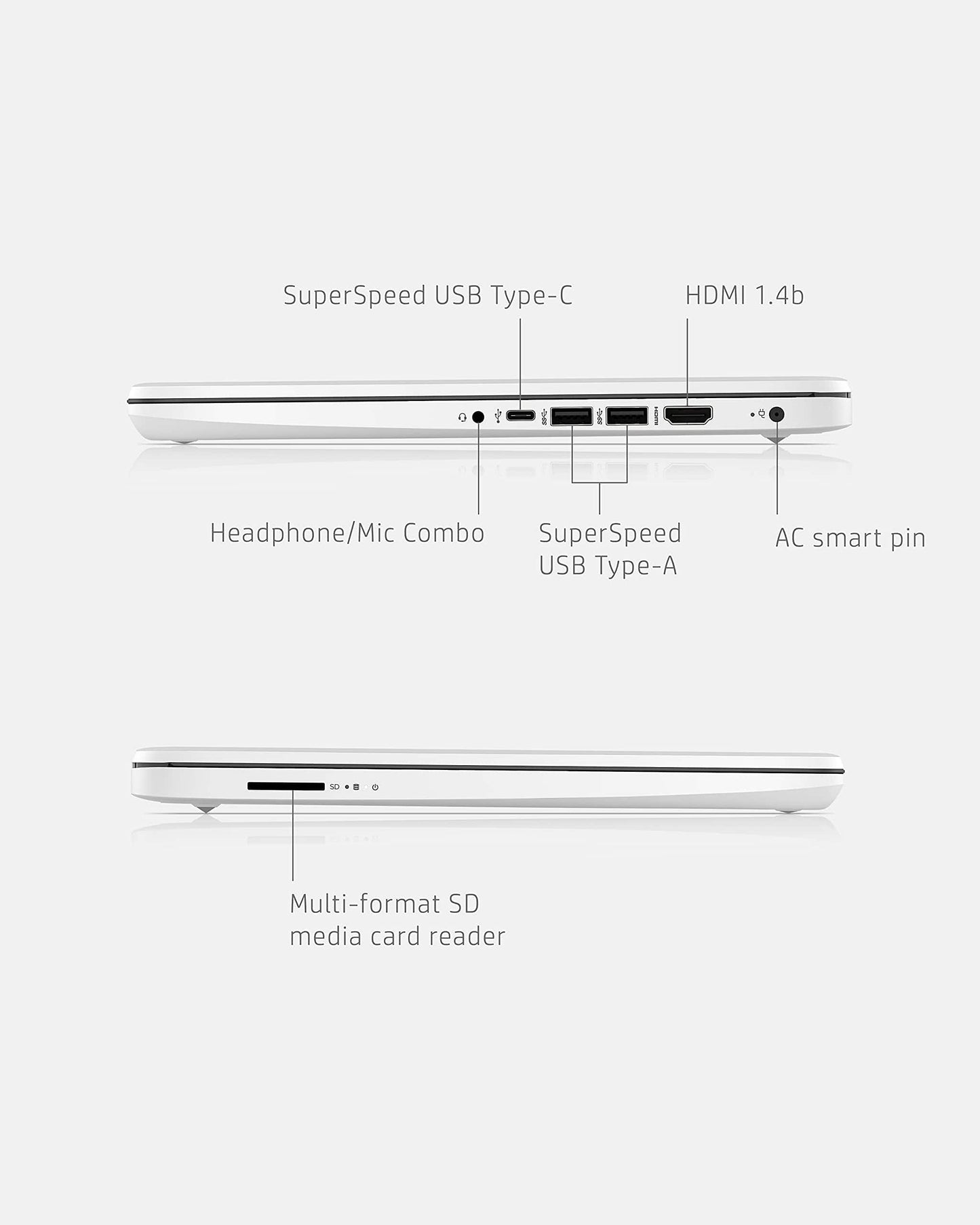 Ordinateur portable HP 14, Intel Celeron N4020, 4 Go de RAM, 64 Go de stockage, écran HD micro-bord de 14 pouces, Windows 11 Famille, fin et portable, graphiques 4K, un an de Microsoft 365 (14-dq0040nr, blanc flocon de neige) 