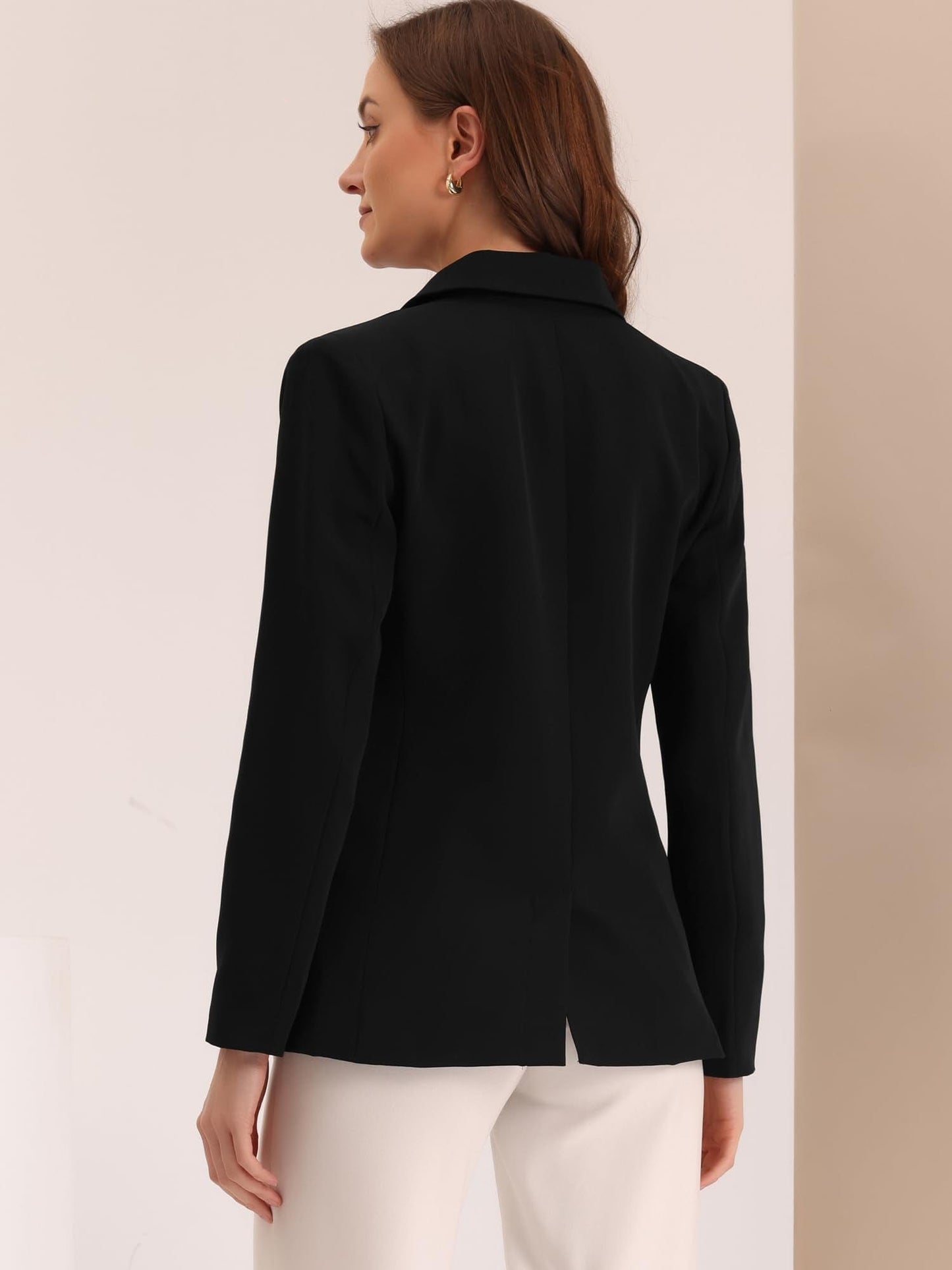 Allegra K Chaqueta formal de trabajo con solapa con muescas y doble botonadura para mujer