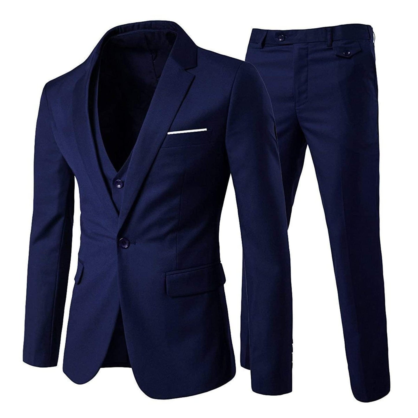 Cloudstyle Mens 3-Piece Suit Notched Lapel One Button Slim Fit Formal Jacket Vest Pants Set