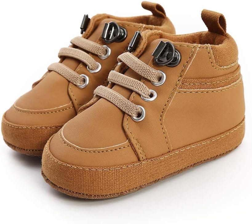 Meckior Toddler Baby Boys Girls High Tops Ankle Sneakers Soft Anti-Slip Sole PU Leather Moccasins Infant Newborn Prewalker First Walking Crib Shoes Xpress