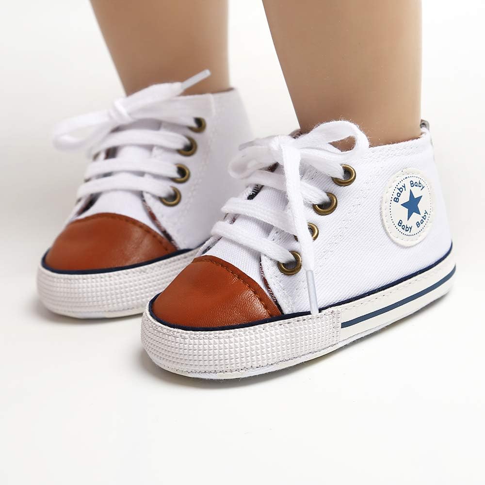 Meckior Toddler Baby Boys Girls High Tops Ankle Sneakers Soft Anti-Slip Sole PU Leather Moccasins Infant Newborn Prewalker First Walking Crib Shoes Xpress