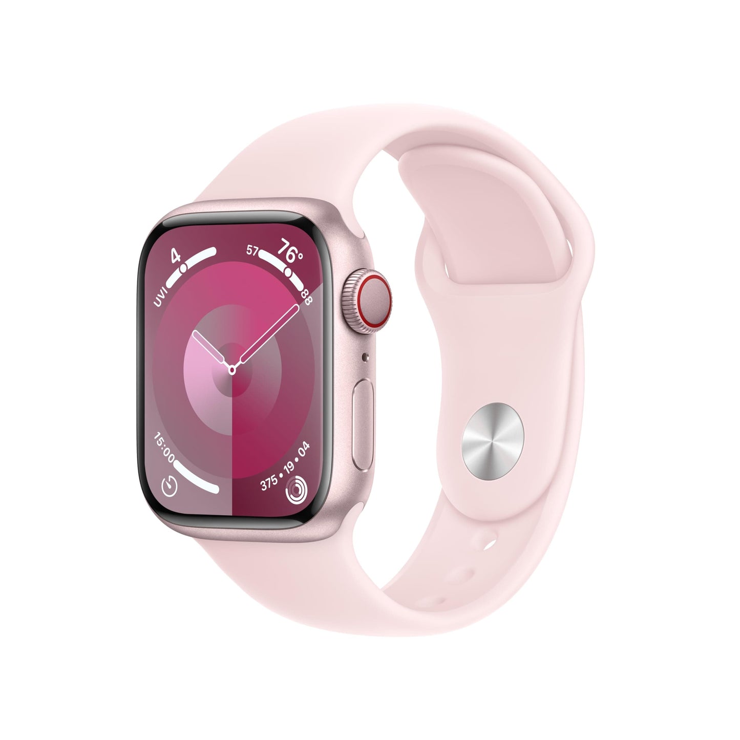 Apple Watch Series 9 [GPS + Cellular 45mm] Smartwatch with Pink Aluminum Case with Pink Sport Band M/L. Fitness Tracker, Blood Oxygen & ECG Apps, Always-On Retina Display (Renewed)