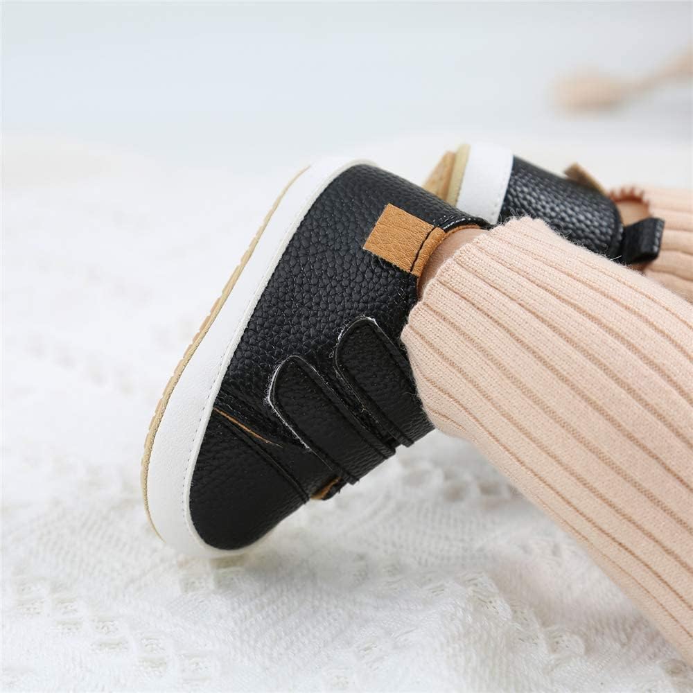 Meckior Toddler Baby Boys Girls High Tops Ankle Sneakers Soft Anti-Slip Sole PU Leather Moccasins Infant Newborn Prewalker First Walking Crib Shoes Xpress