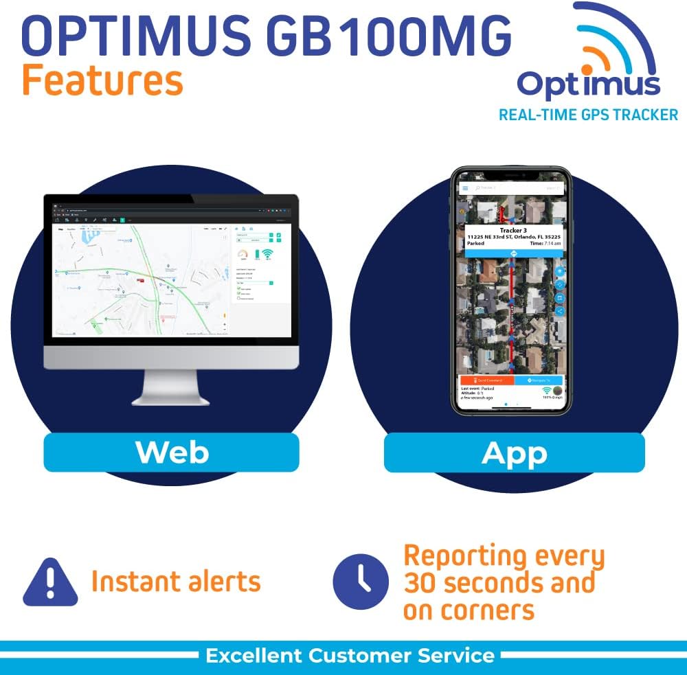 Optimus GB100M GPS Tracker for Vehicles - Easy Installation on Car's Battery - Low Cost Subscription Plan Options.