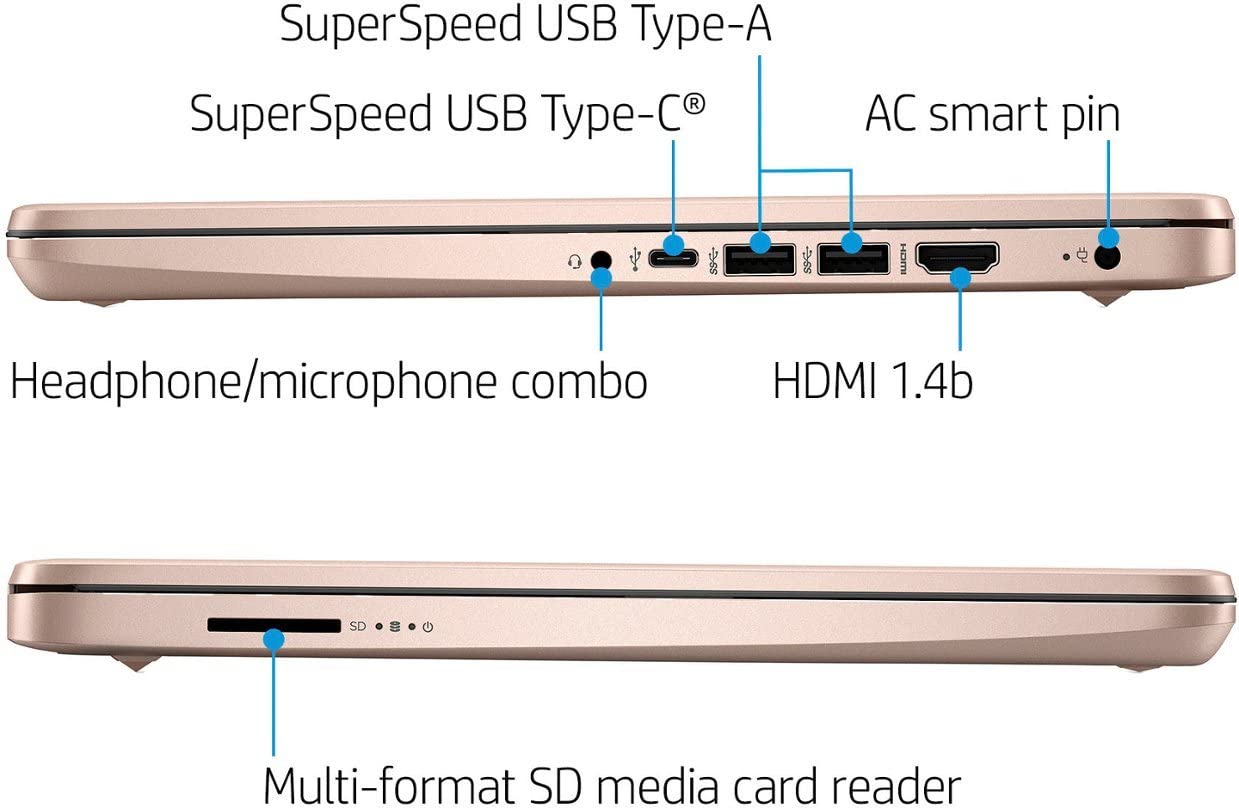 Laptop HP 14, Intel Celeron N4020, 4 GB de RAM, 64 GB de almacenamiento, pantalla HD Micro-edge de 14 pulgadas, Windows 11 Home, delgada y portátil, gráficos 4K, un año de Microsoft 365 (14-dq0040nr, blanco copo de nieve) 