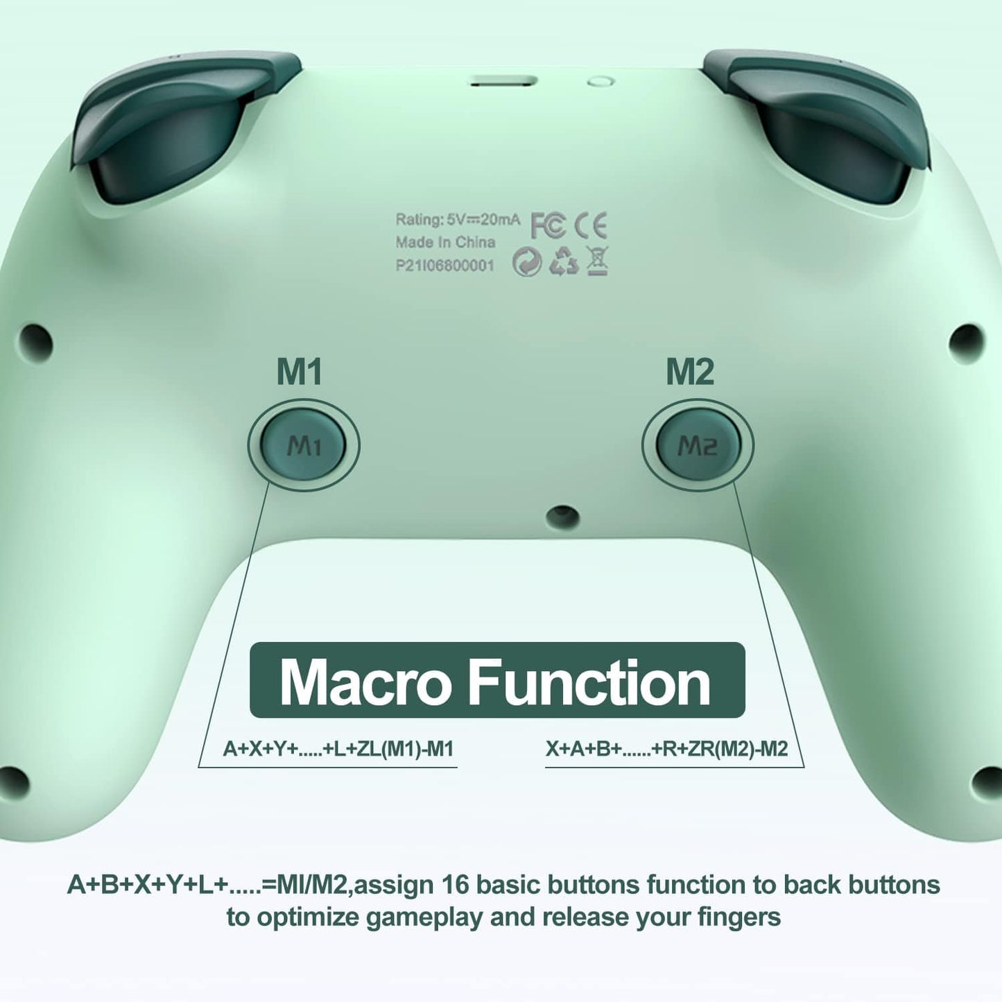 Controlador inalámbrico Switch Pro PXN P50H, joystick de doble choque compatible con NFC Turbo, macro, eje giroscópico, despertador, joysticks de efecto Hall, para Switch/Lite/OLED/iOS (solo 16 versiones) / PC (verde) 