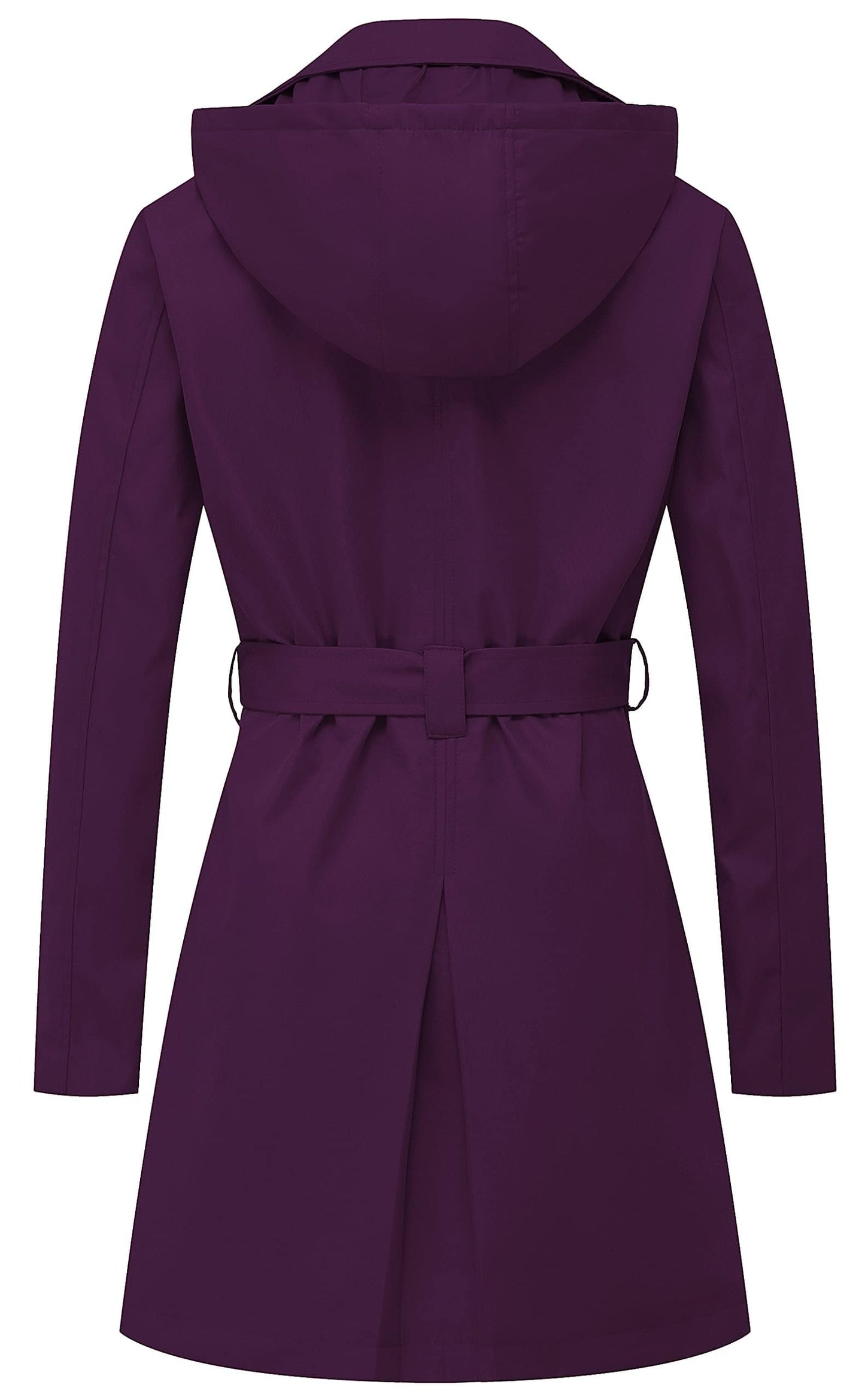 Chrisuno Trench-coat mi-long à double boutonnage pour femme avec ceinture et capuche amovible 