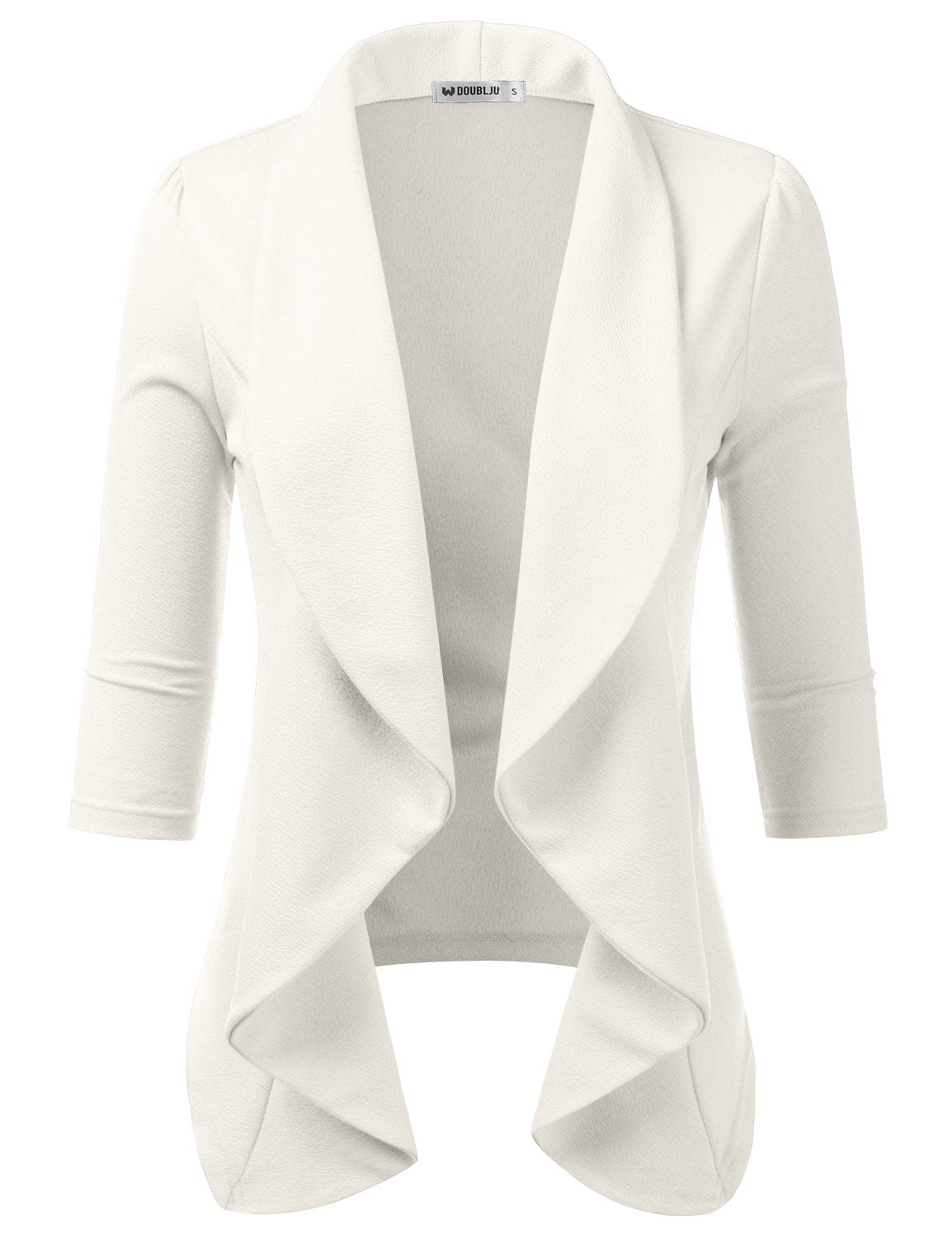 DOUBLJU Blazer léger et fin à manches 3/4 ouvert sur le devant - Veste déconstruite décontractée pour femme - Vêtements de grande taille 