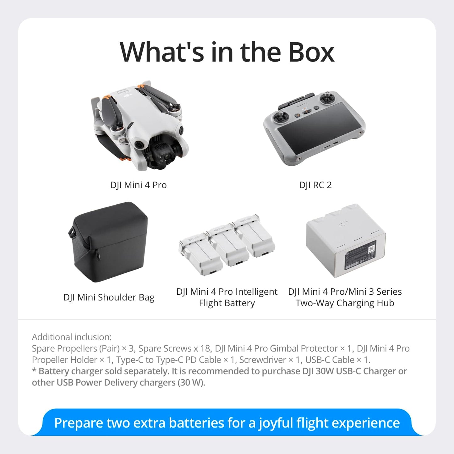 DJI Mini 4 Pro (DJI RC 2), Folding Mini-Drone with 4K HDR Video Camera for Adults, Under 0.549 lbs/249 g, 34 Mins Flight Time, 20 km Max Video Transmission Distance, Omnidirectional Vision Sensing