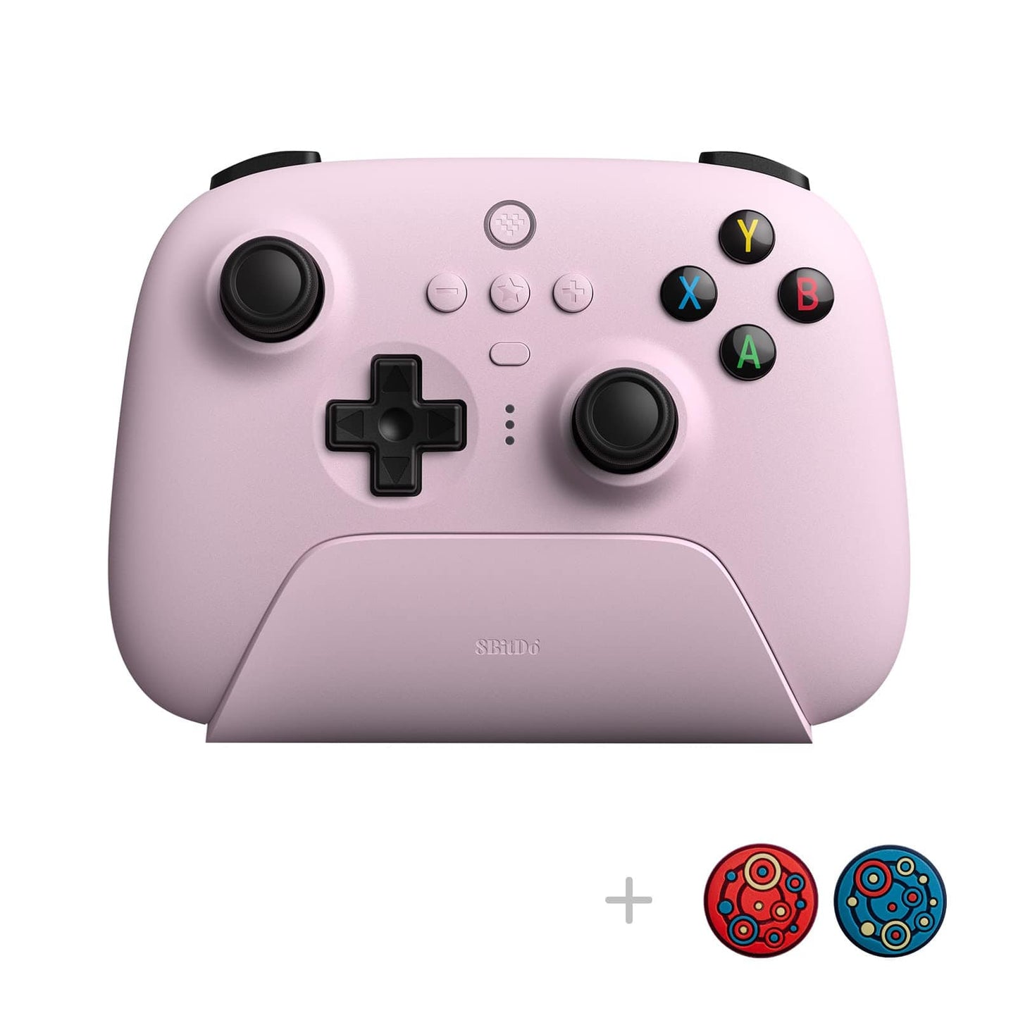 Controlador inalámbrico 8Bitdo Ultimate de 2,4 g con base de carga, actualización de joystick de efecto Hall, Gamepad profesional con botones traseros y función Turbo para PC, Android, Steam Deck y Apple (púrpura) 