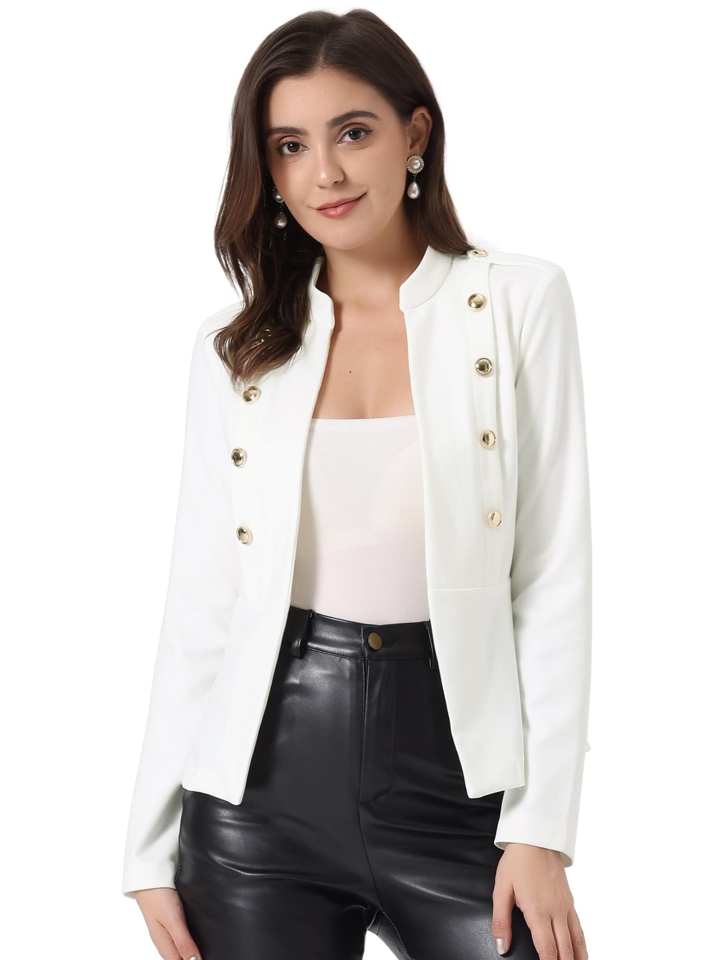 Allegra K Steampunk Chaqueta para Mujer Peplum Blazer Doble Botonadura Vintage Blazer 