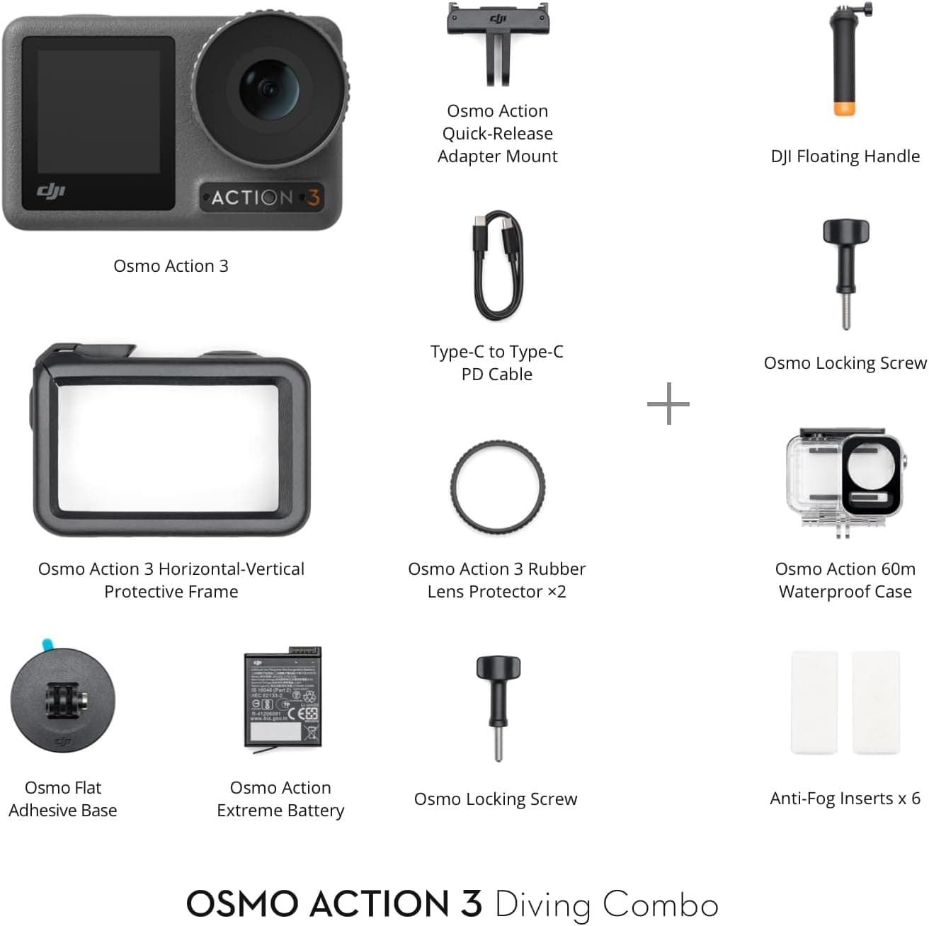 DJI Osmo Action 3 Standard Combo, Waterproof Action Camera with 4K HDR & Super-Wide FOV, 10-Bit Color Depth, HorizonSteady, Cold Resistant & Long-Lasting, Vlogging Camera for YouTube Xpress