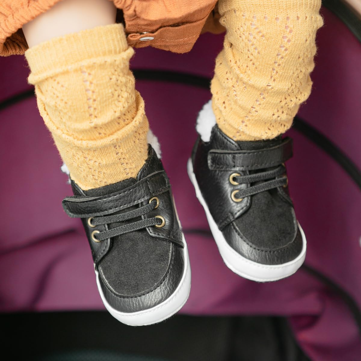 Meckior Toddler Baby Boys Girls High Tops Ankle Sneakers Soft Anti-Slip Sole PU Leather Moccasins Infant Newborn Prewalker First Walking Crib Shoes Xpress