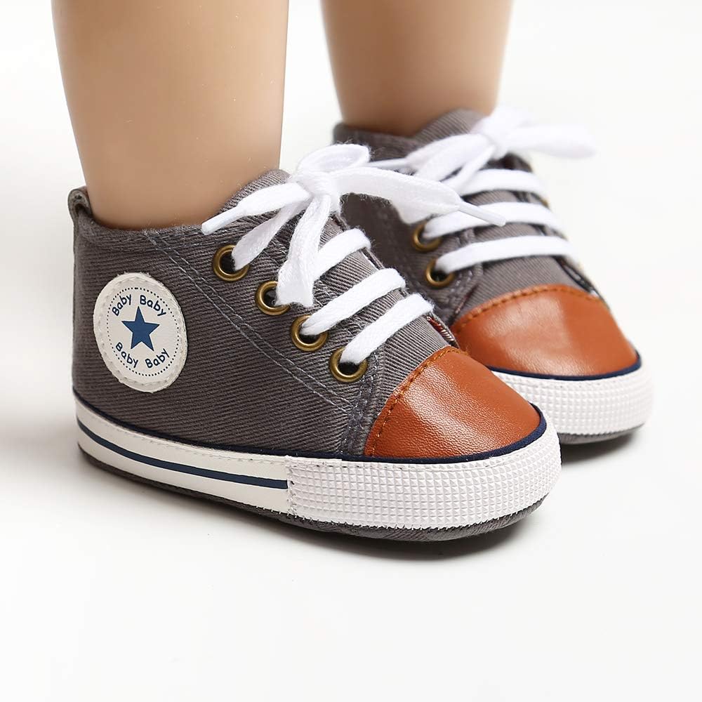 Meckior Toddler Baby Boys Girls High Tops Ankle Sneakers Soft Anti-Slip Sole PU Leather Moccasins Infant Newborn Prewalker First Walking Crib Shoes Xpress