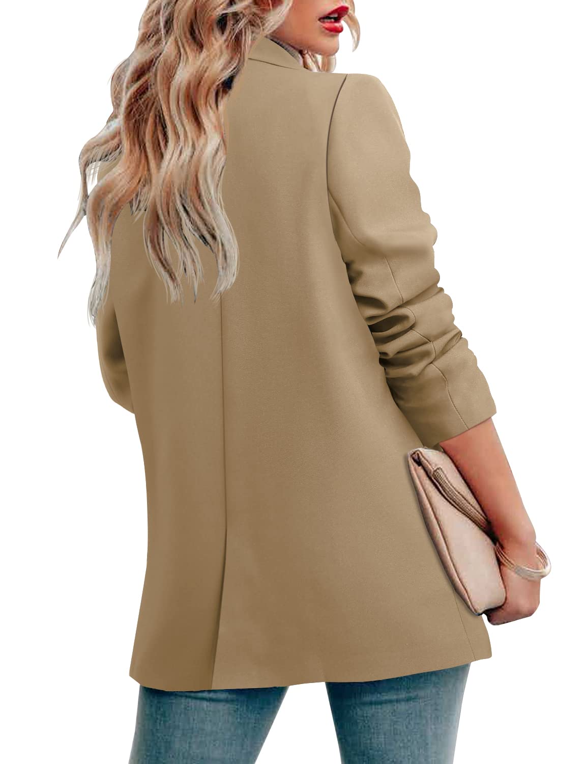 CRAZY GRID Womens Casual Blazer Jacket Long Sleeve Open Front Work Office Blazer Lapel Button Jacket