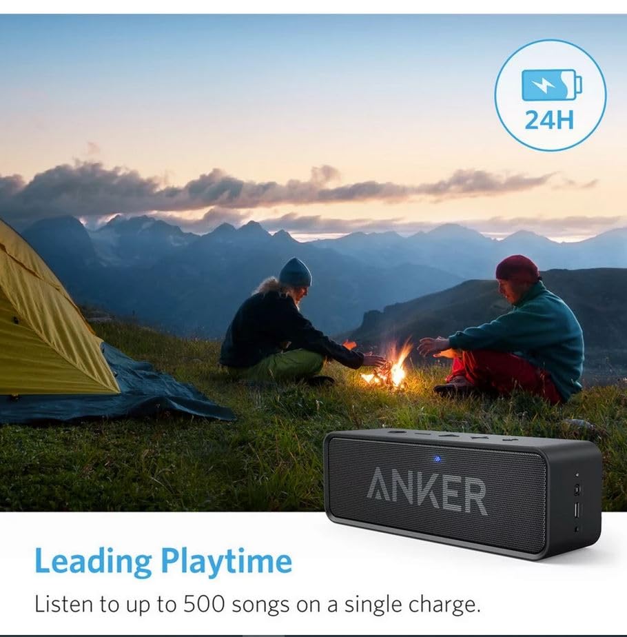 Haut-parleur Bluetooth Anker Soundcore amélioré avec étanchéité IPX5, son stéréo, autonomie de 24 heures, haut-parleur portable sans fil pour iPhone, Samsung et plus 