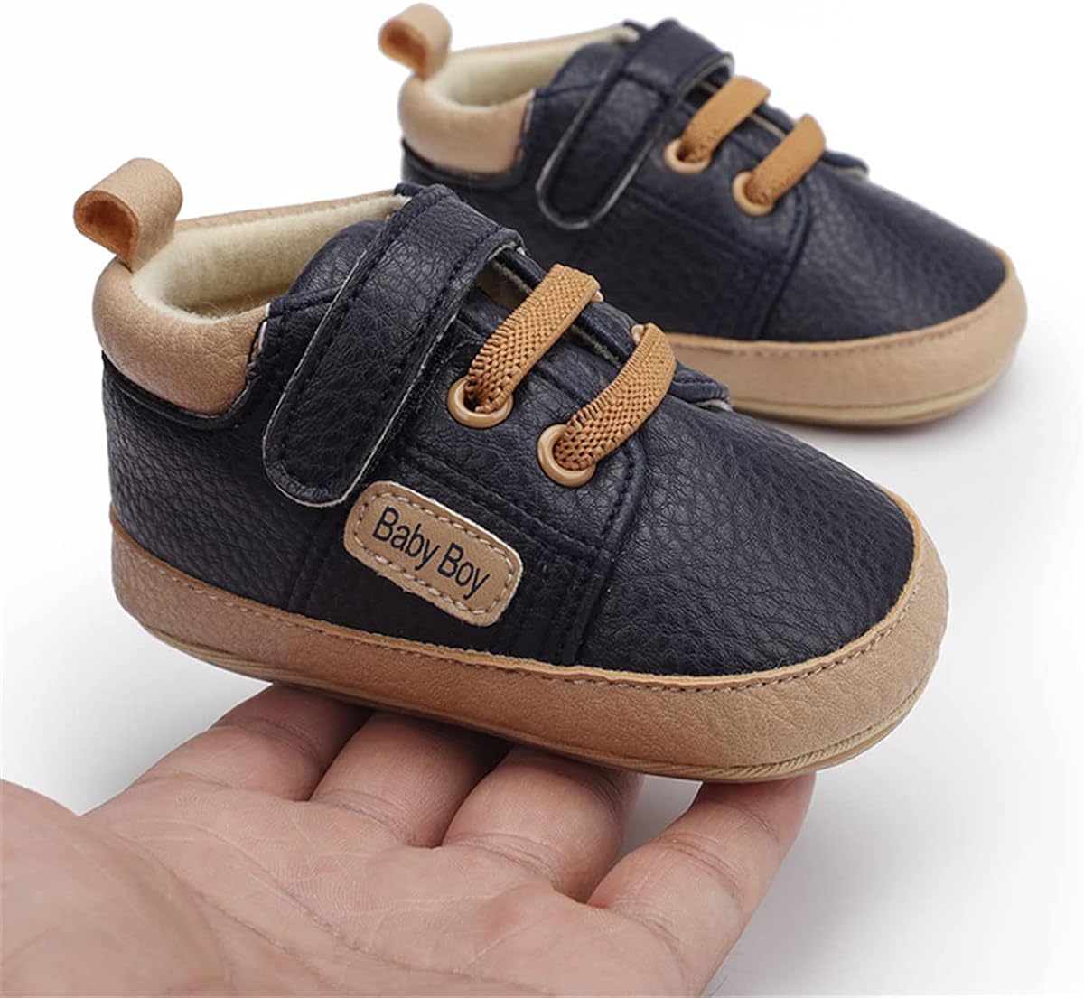 HsdsBebe Baby Boys Girls Pu Leather Hard Bottom Walking Sneakers Toddler Rubber Sole First Walkers Infant Cartoon Slippers Crib Shoes Xpress