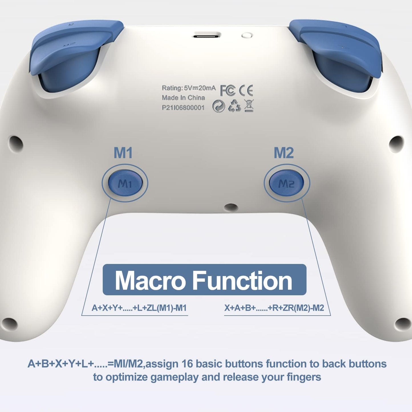 Controlador inalámbrico Switch Pro PXN P50H, joystick de doble choque compatible con NFC Turbo, macro, eje giroscópico, despertador, joysticks de efecto Hall, para Switch/Lite/OLED/iOS (solo 16 versiones) / PC (blanco) 