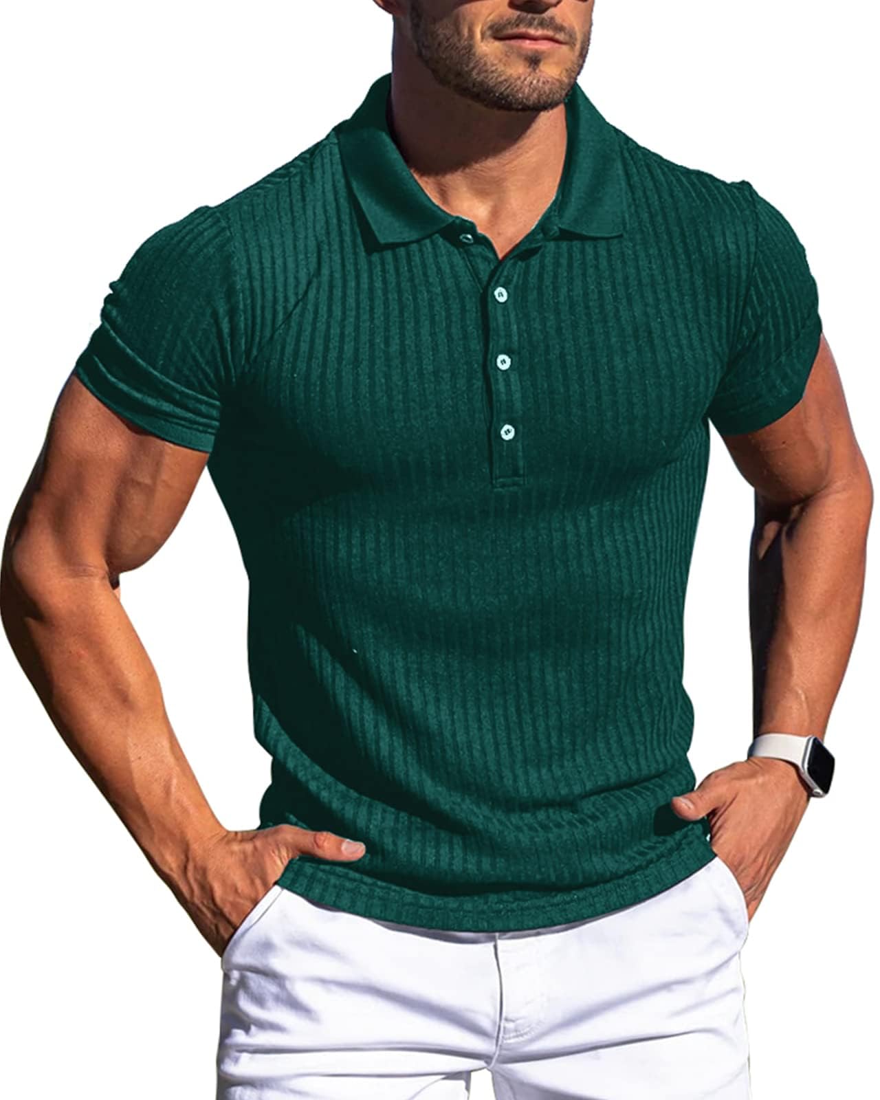 Muscle Polo Shirts for Men Slim Fit Short Sleeve Golf Shirts Men Dry Fit Shirts Casual Stylish Clothes