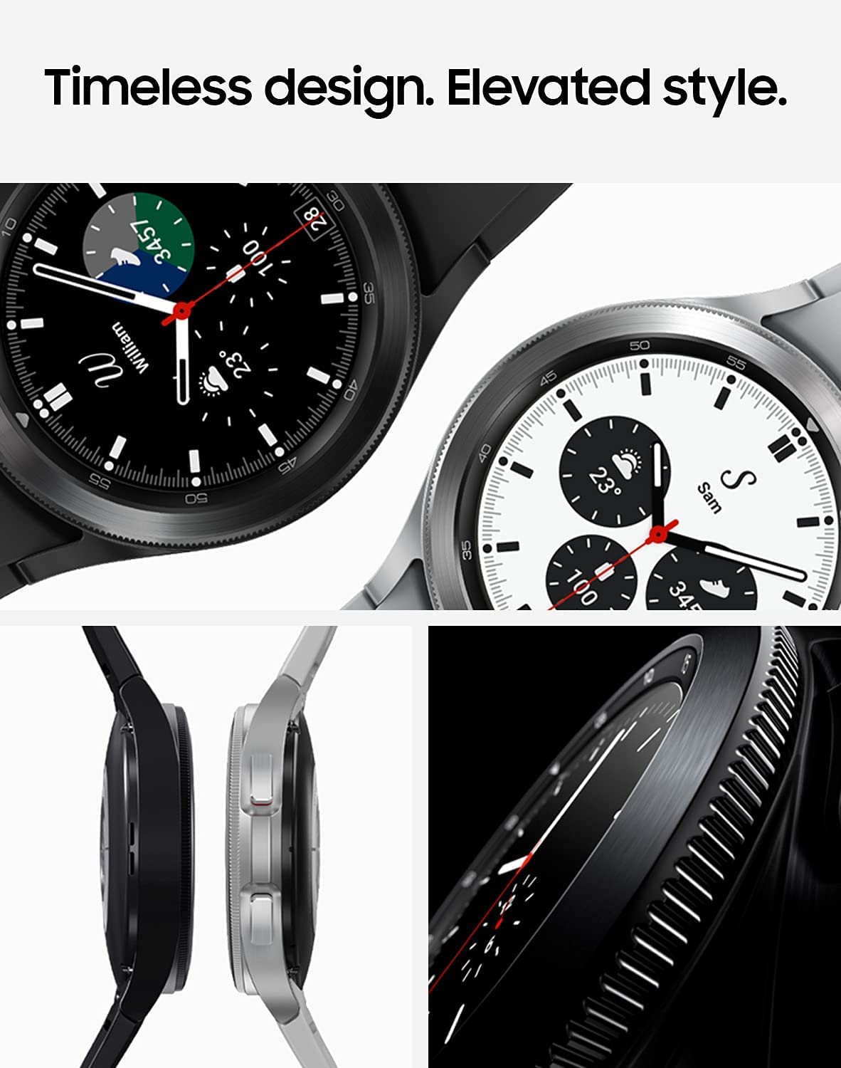 Samsung Electronics Galaxy Watch 4 Classic 46 mm Montre intelligente avec moniteur ECG pour la santé, le fitness, la course à pied, les cycles de sommeil, détection de chute GPS, Bluetooth, version américaine, noir (renouvelé) 