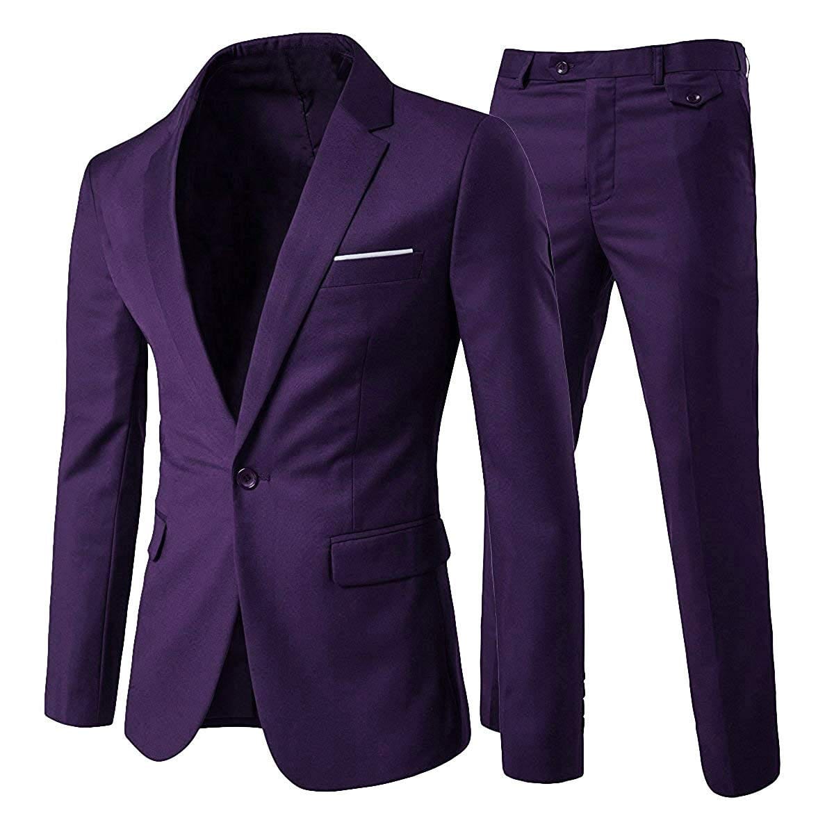 Cloudstyle Men's 2-Piece Suits Slim Fit 1 Button Dress Suit Jacket Blazer & Pants Set