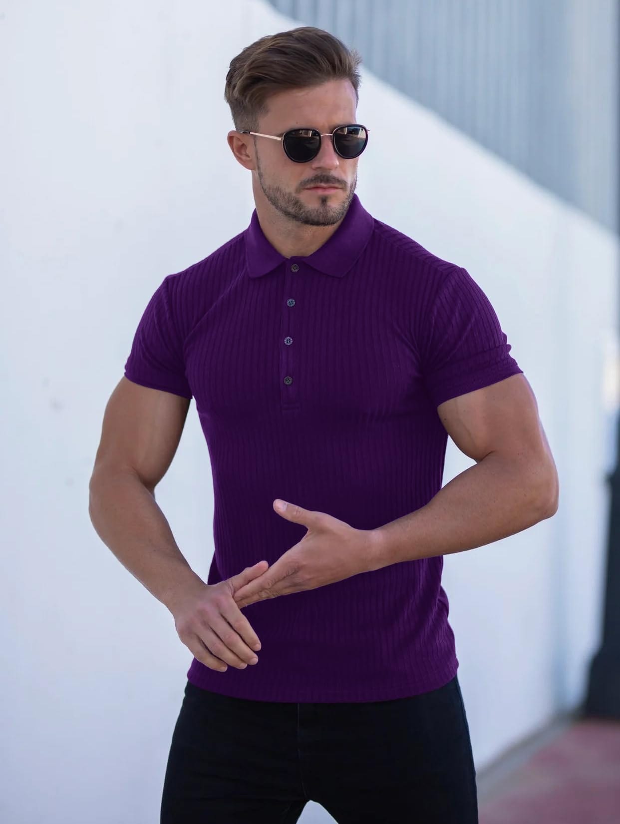 Muscle Polo Shirts for Men Slim Fit Short Sleeve Golf Shirts Men Dry Fit Shirts Casual Stylish Clothes