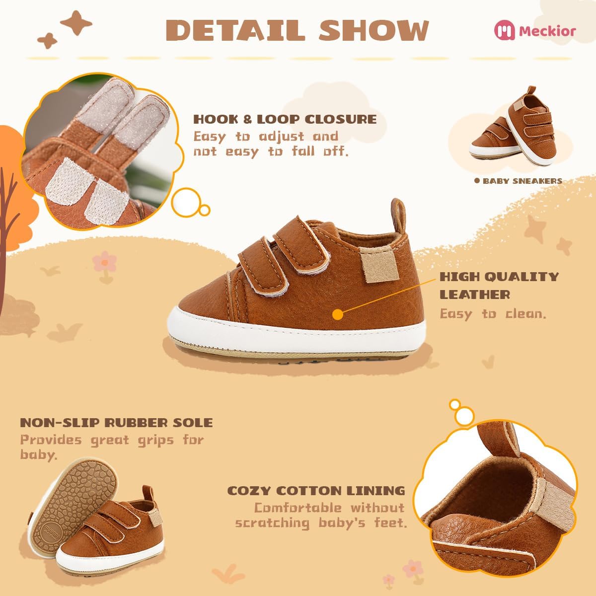 Meckior Toddler Baby Boys Girls High Tops Ankle Sneakers Soft Anti-Slip Sole PU Leather Moccasins Infant Newborn Prewalker First Walking Crib Shoes Xpress