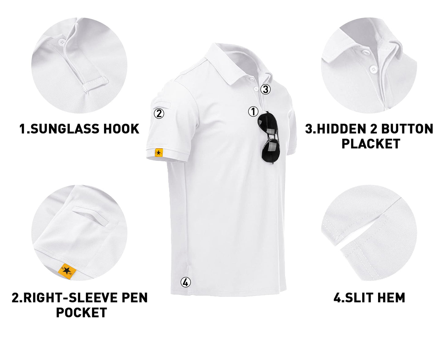 V VALANCH Mens Polo Shirts Short Sleeve Moisture Wicking Golf Polo Athletic Collared Shirt Tennis T-Shirt Tops