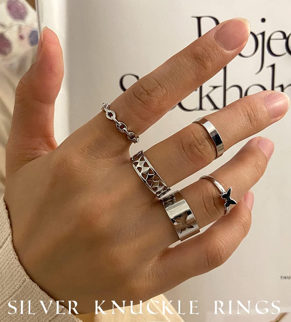 iF YOU 30 Pcs Gold Knuckle Rings Set for Women Girls, Boho Butterfly Snake Stackable Finger Rings, Silver Midi Rings Pack Xpress