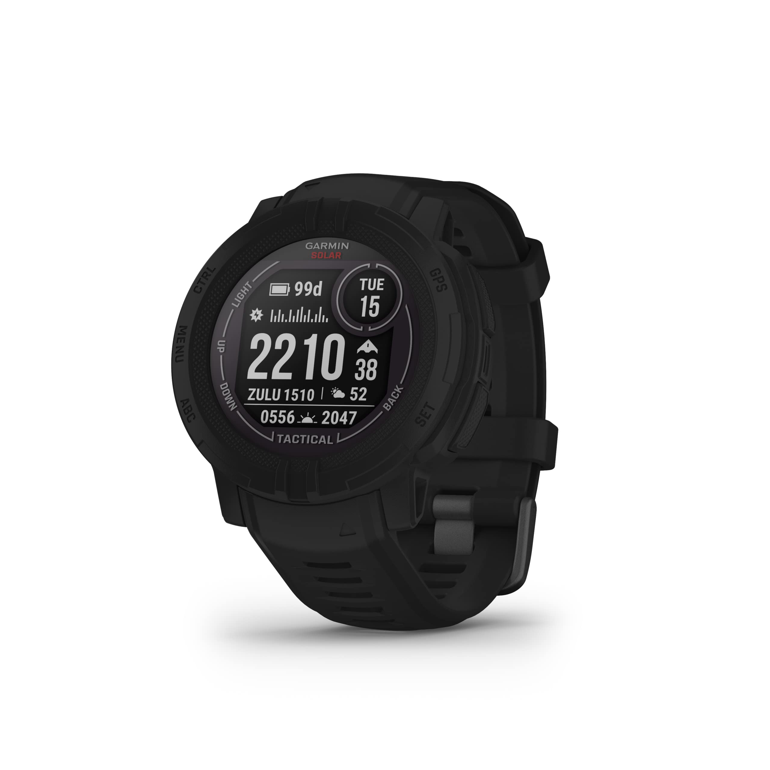 Garmin Instinct 2 Solar, edición táctica, reloj GPS para exteriores, capacidades de carga solar, compatibilidad con múltiples GNSS, enrutamiento Trackback, negro 