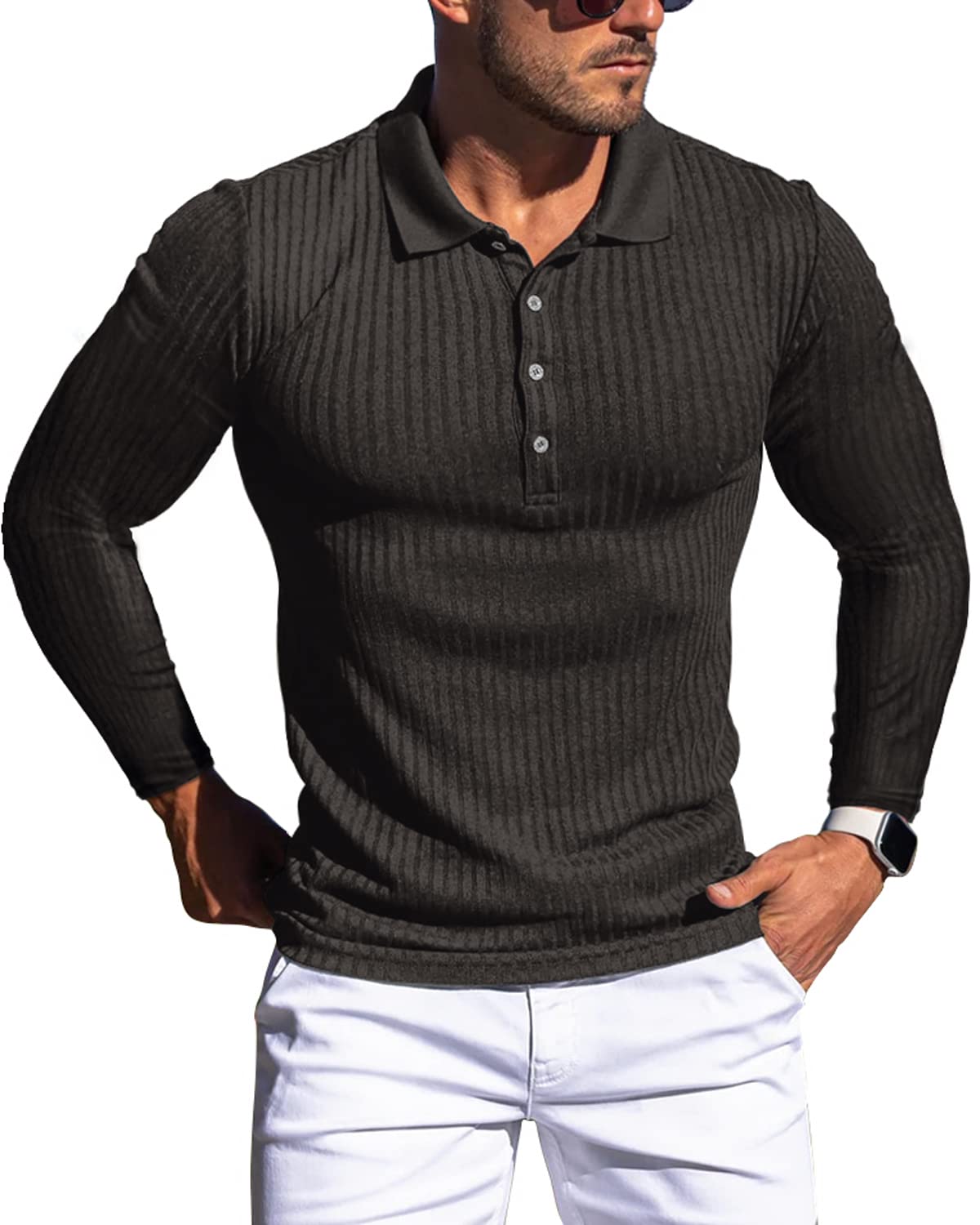 Muscle Polo Shirts for Men Slim Fit Short Sleeve Golf Shirts Men Dry Fit Shirts Casual Stylish Clothes