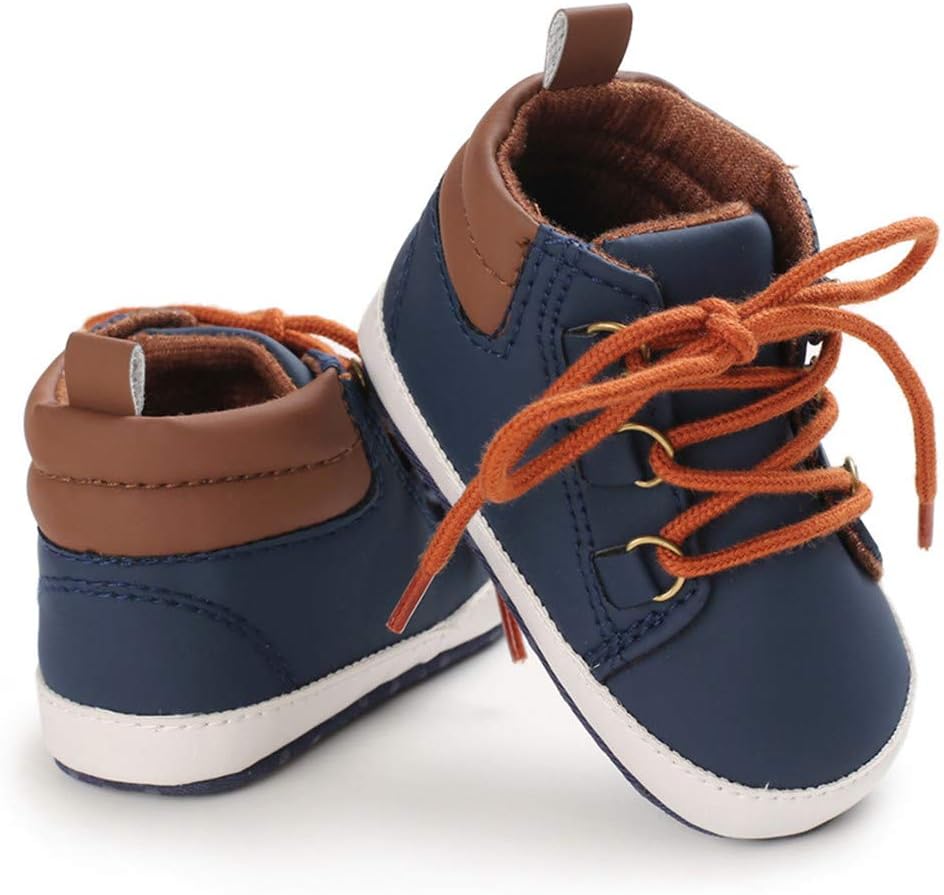 Meckior Toddler Baby Boys Girls High Tops Ankle Sneakers Soft Anti-Slip Sole PU Leather Moccasins Infant Newborn Prewalker First Walking Crib Shoes Xpress