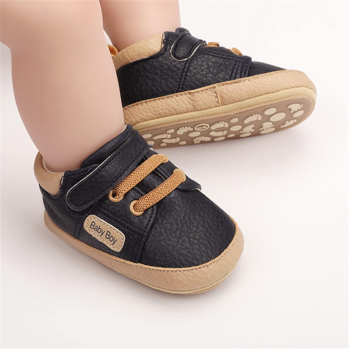 HsdsBebe Baby Boys Girls Pu Leather Hard Bottom Walking Sneakers Toddler Rubber Sole First Walkers Infant Cartoon Slippers Crib Shoes Xpress