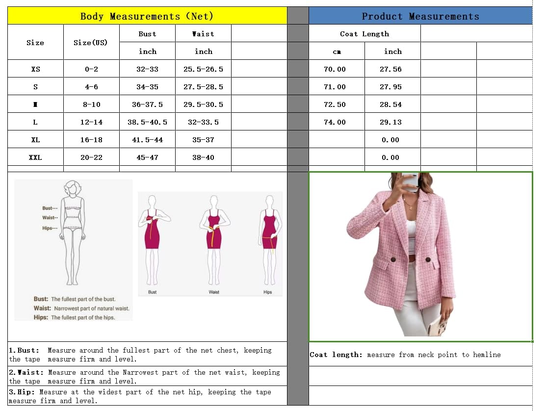 chouyatou Women's Double Breasted Tweed Blazer Jacket Business Casual Dressy Blazer Office Work Suits