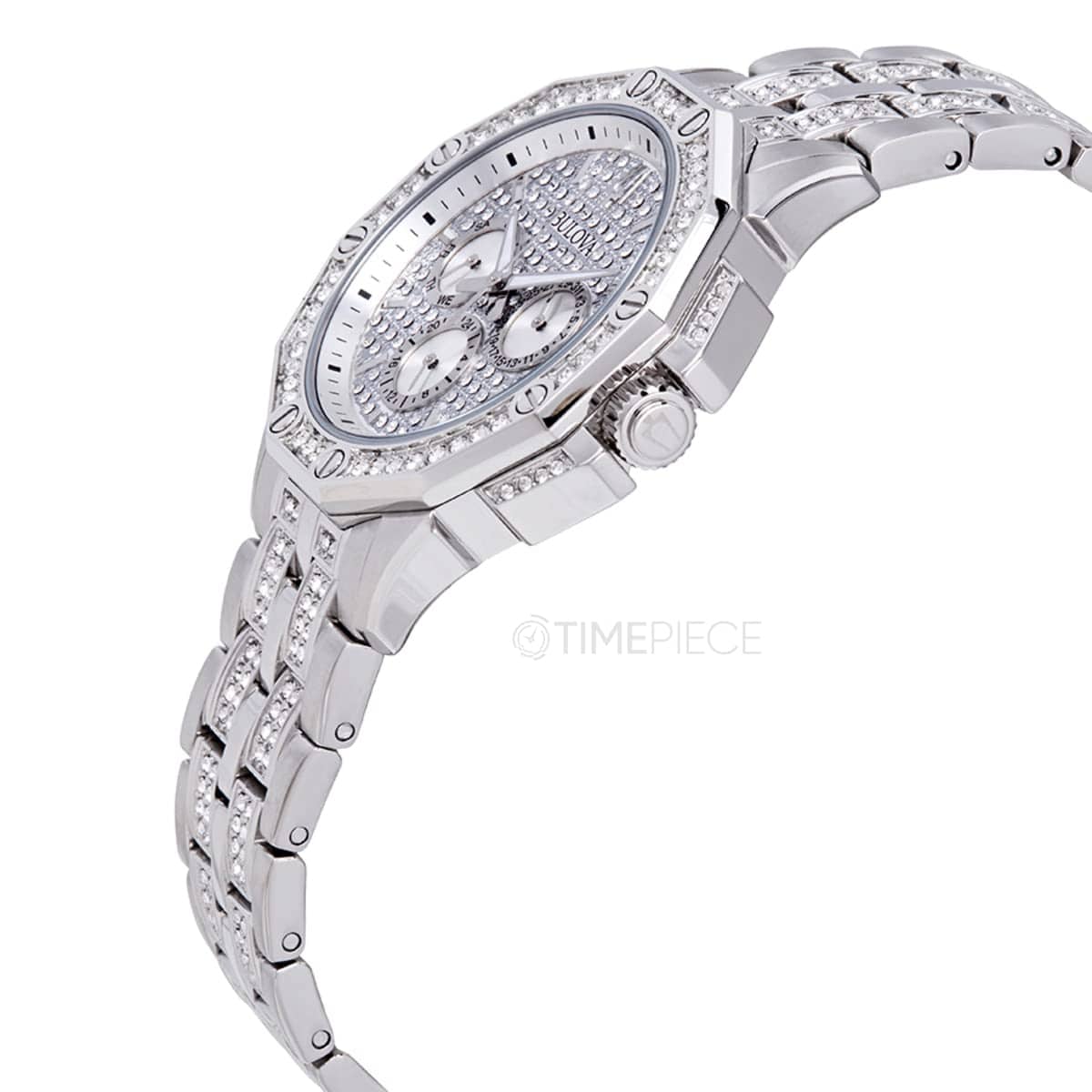 Bulova Reloj de cuarzo con cronógrafo Crystal Octava para hombre, esfera de cristal pavé 