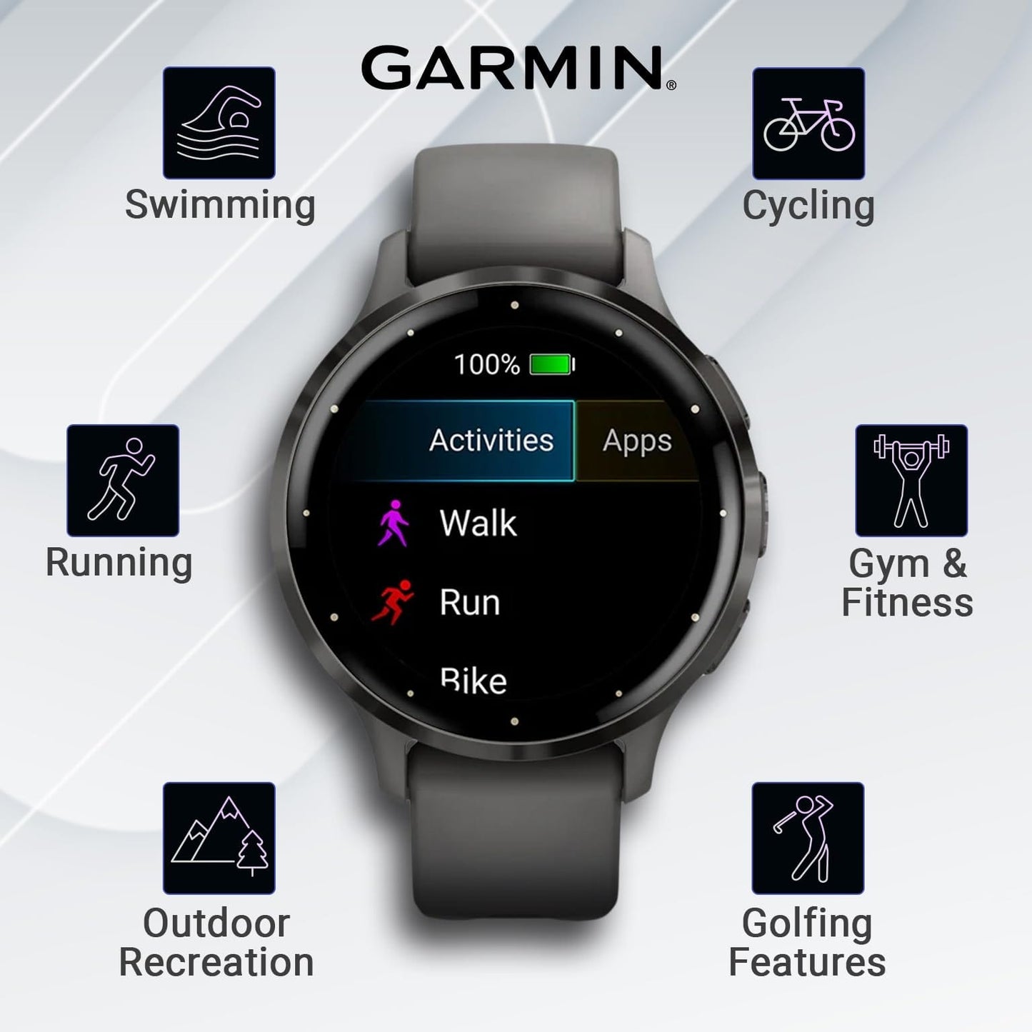 Wearable4U Garmin Venu 3: Silver Stainless Steel 45 mm Smartwatch|AMOLED 1.4" Display Up to 14 Days Battery Life | Multisport Men Watch - Whitestone | Advanced Health & Fitness Features Gift Bundle