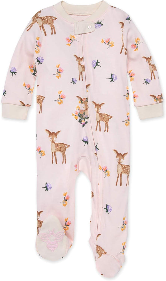 Burt's Bees Baby Baby Girls' Sleep and Play Pajamas, 100% Organic Cotton One-Piece Romper Jumpsuit Zip Front Pjs Xpress