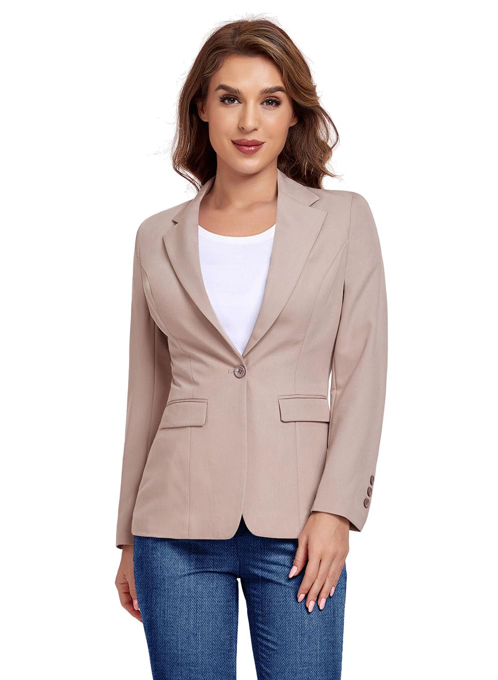 Women's Work Office Blazer One Button Notched Lapel Business Tuxedo Blazer Casual Blazer Jackets Suit Petite