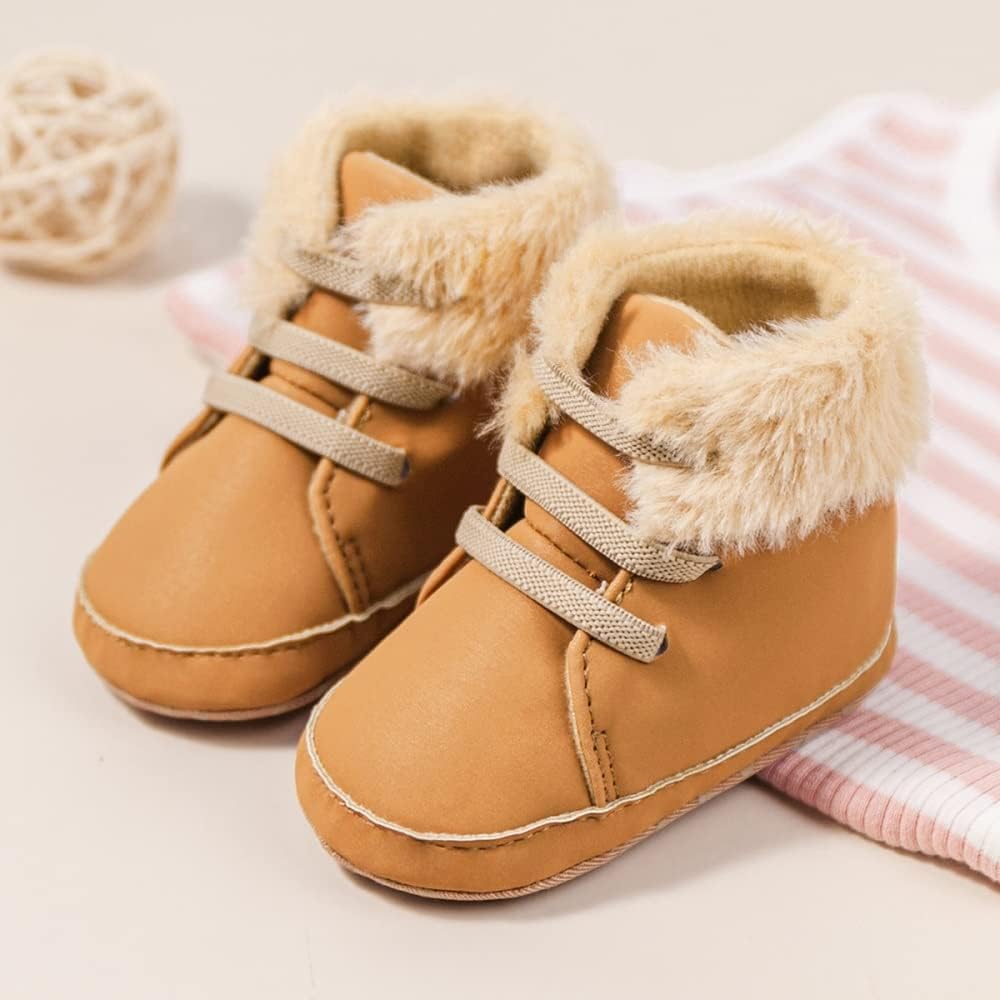 Meckior Toddler Baby Boys Girls High Tops Ankle Sneakers Soft Anti-Slip Sole PU Leather Moccasins Infant Newborn Prewalker First Walking Crib Shoes Xpress