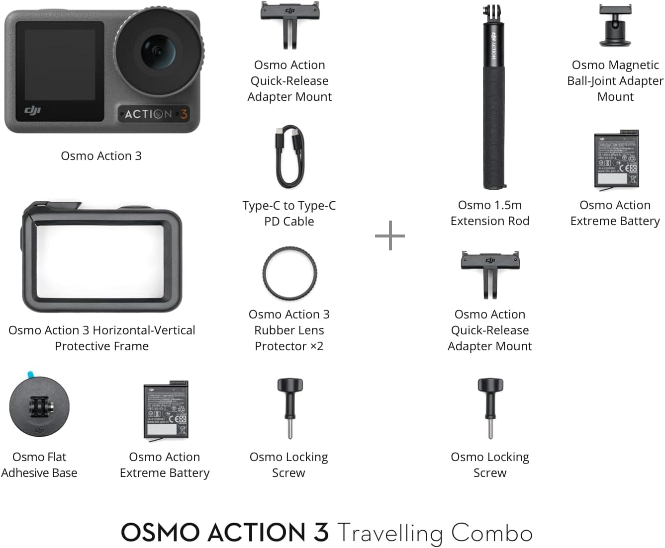 DJI Osmo Action 3 Standard Combo, Waterproof Action Camera with 4K HDR & Super-Wide FOV, 10-Bit Color Depth, HorizonSteady, Cold Resistant & Long-Lasting, Vlogging Camera for YouTube Xpress