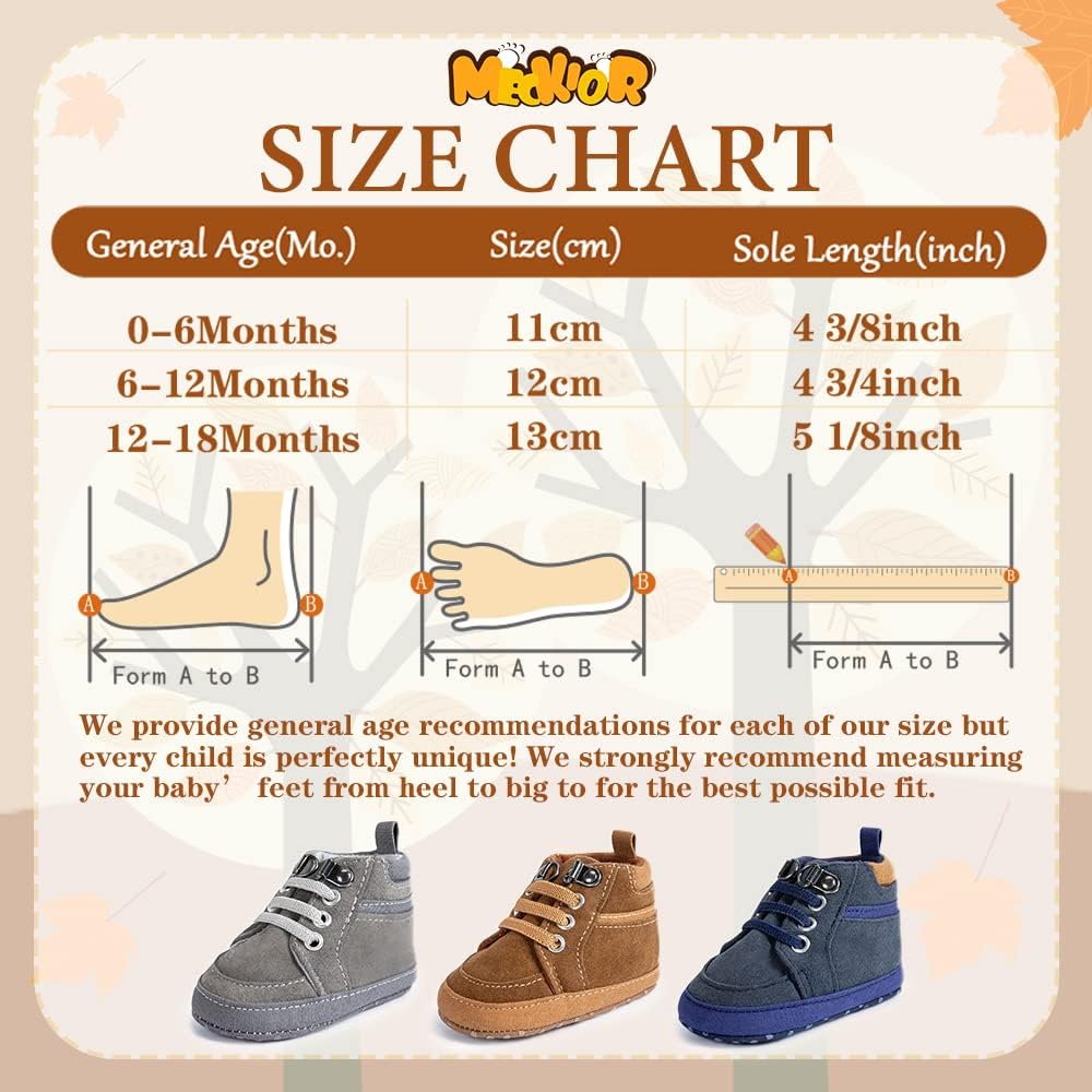 Meckior Toddler Baby Boys Girls High Tops Ankle Sneakers Soft Anti-Slip Sole PU Leather Moccasins Infant Newborn Prewalker First Walking Crib Shoes Xpress