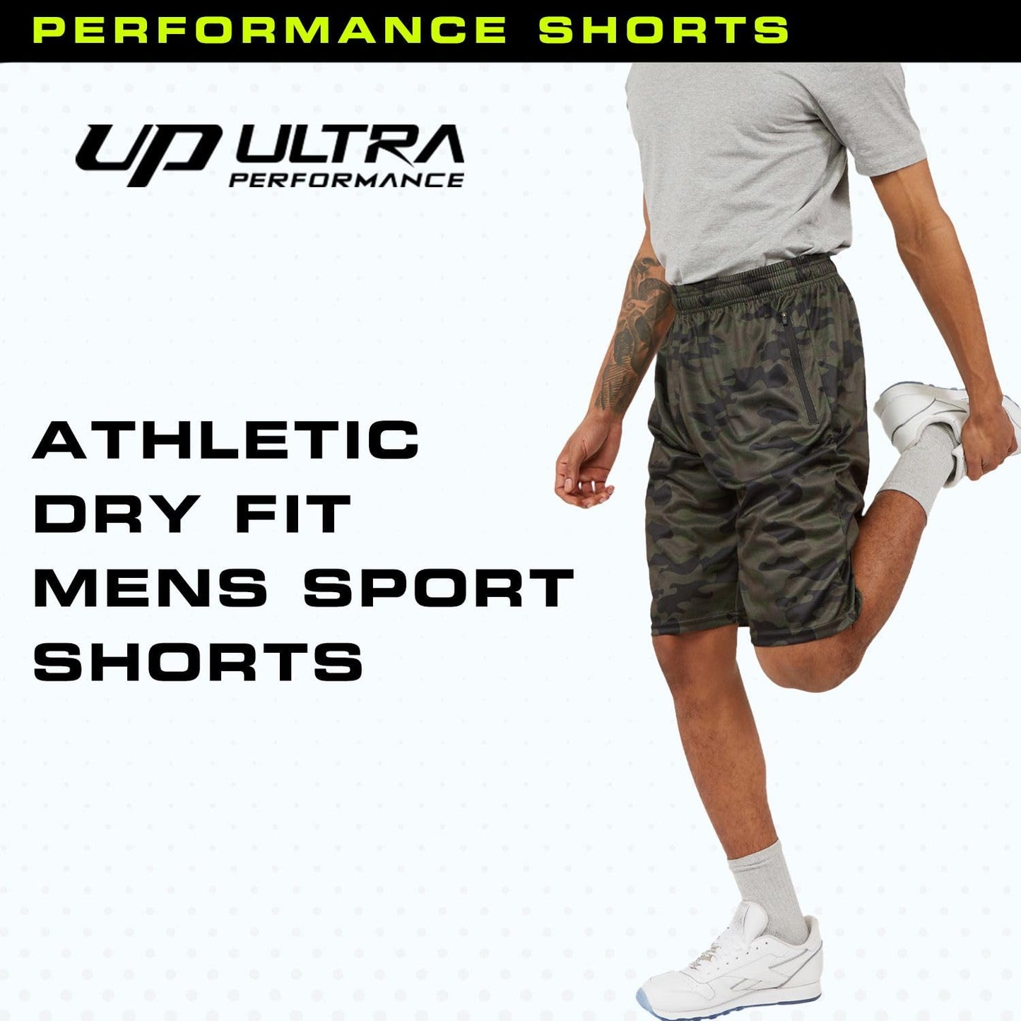 Ultra Performance Mens 5 Pack Athletic Running Shorts, Basketball Gym Workout Shorts for Men with Zippered Pockets